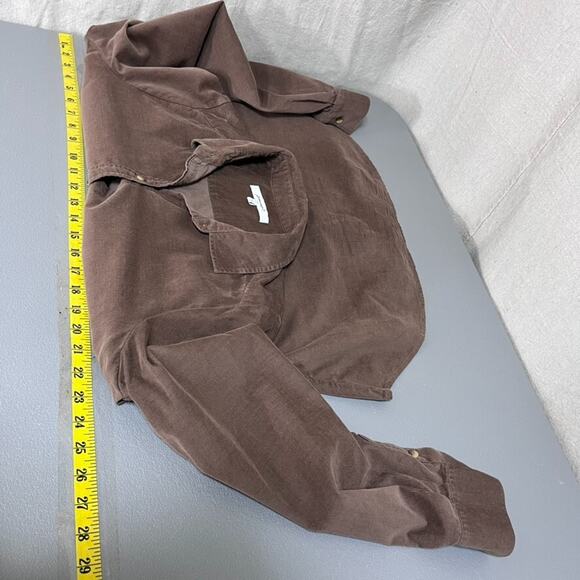 Foxcroft Womens Brown Corduroy Button Up Top Size 12 Large Country Haven Pinwale - Picture 6 of 7